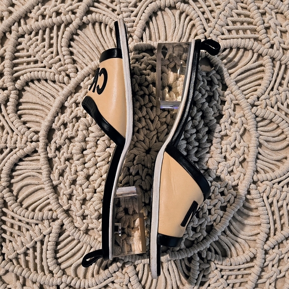 Price FIRM💯 CHANEL🖤SS19 Leather Slide Mules + PVC heel 39.5 - Picture 7 of 13